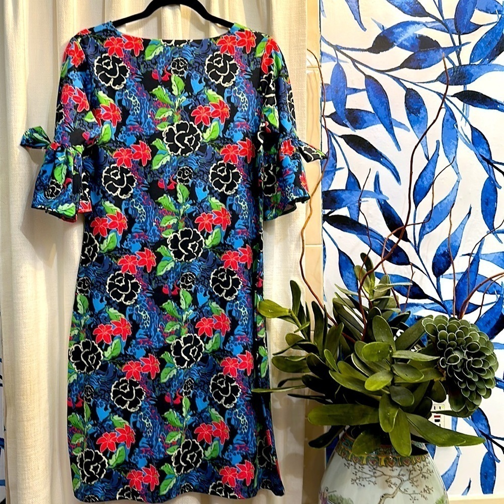 NWOT Chelsea Gunn Floral Multicolor Polyester and Spandex 3/4 Length Sleeve S - Picture 8 of 10